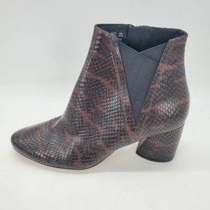 27 Edit Womens Porsia Ankle Booties Brown Snakeskin Leather Block Heel 9.5 M